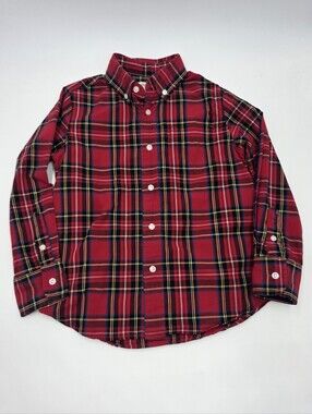Crewcuts boys' tartan holiday plaid button down shirt size 4-5